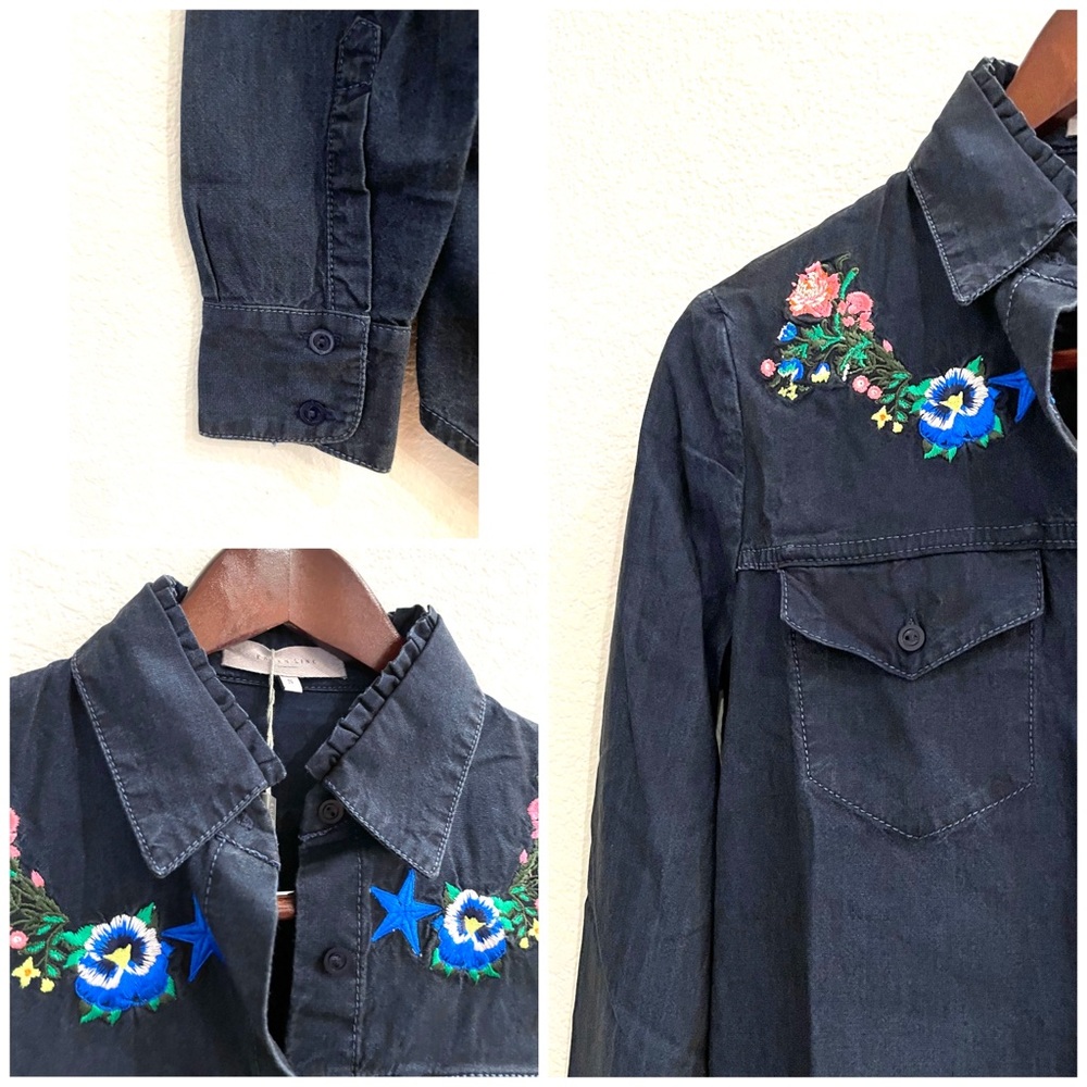 NWT Preen Line Nevada Embroidered Chambray Shirt Indigo Size Small - Picture 9 of 12